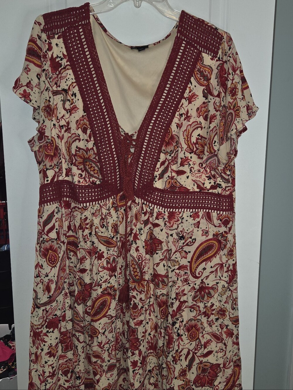 Torrid Red Paisley Boho Skater Dress - Picture 4 of 13